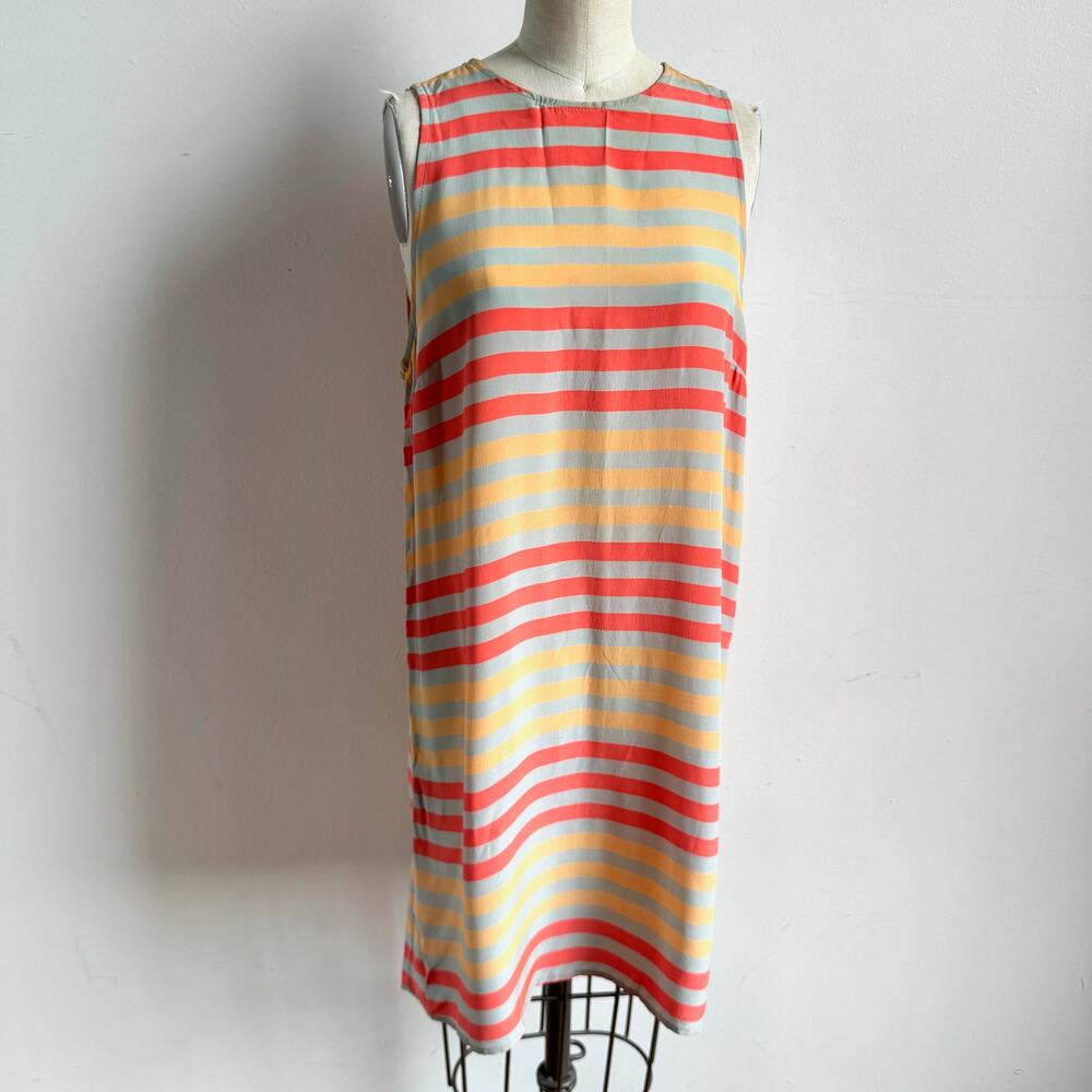 DUSEN DUSEN Striped Silk Sleeveless Shift Dress